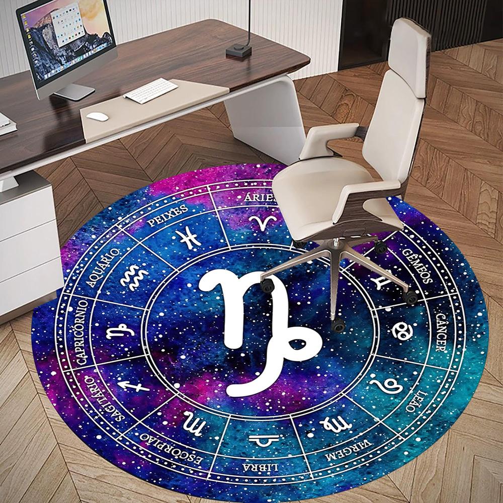 1pc Horoscope Zodiac Round Chair Mat Area Rug - Non-Slip, Floor Mat for Office, Bedroom, and Indoor Decor C1125394