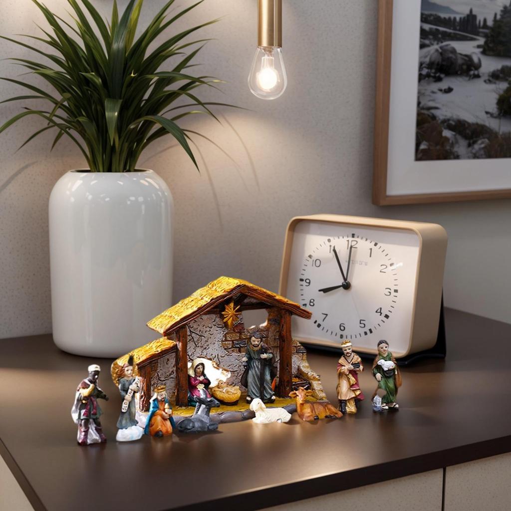 Nativity Set Resin Table Nativity Figures Christian Religious Craft Collectible Figurines for Decoration Centerpieces Holiday