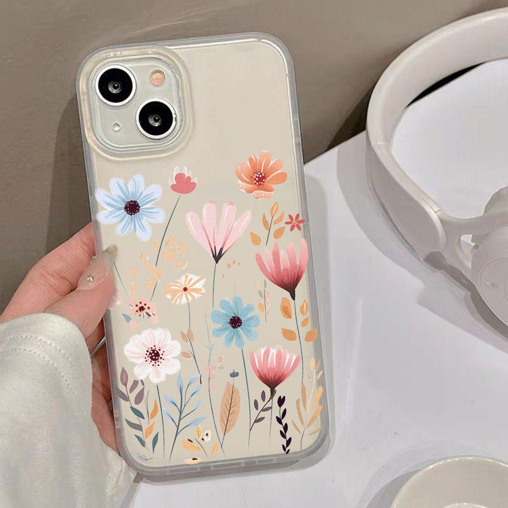 Colored Flowers Applicable iPhone17ProMax Mobile Phone Case 16 Apple 15/14 Frosted 13 Simple Protective Case