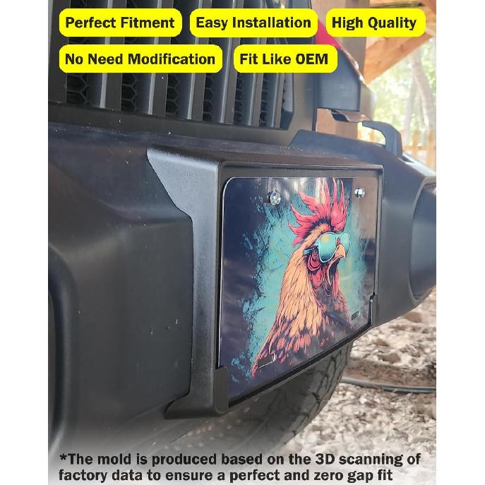 Front License Plate Frame Front Bumper License Plate Holder Mounting Bracket Cover For Jeep Wrangler JL JLU Gladiator JT 2018-2025 (For Plastic