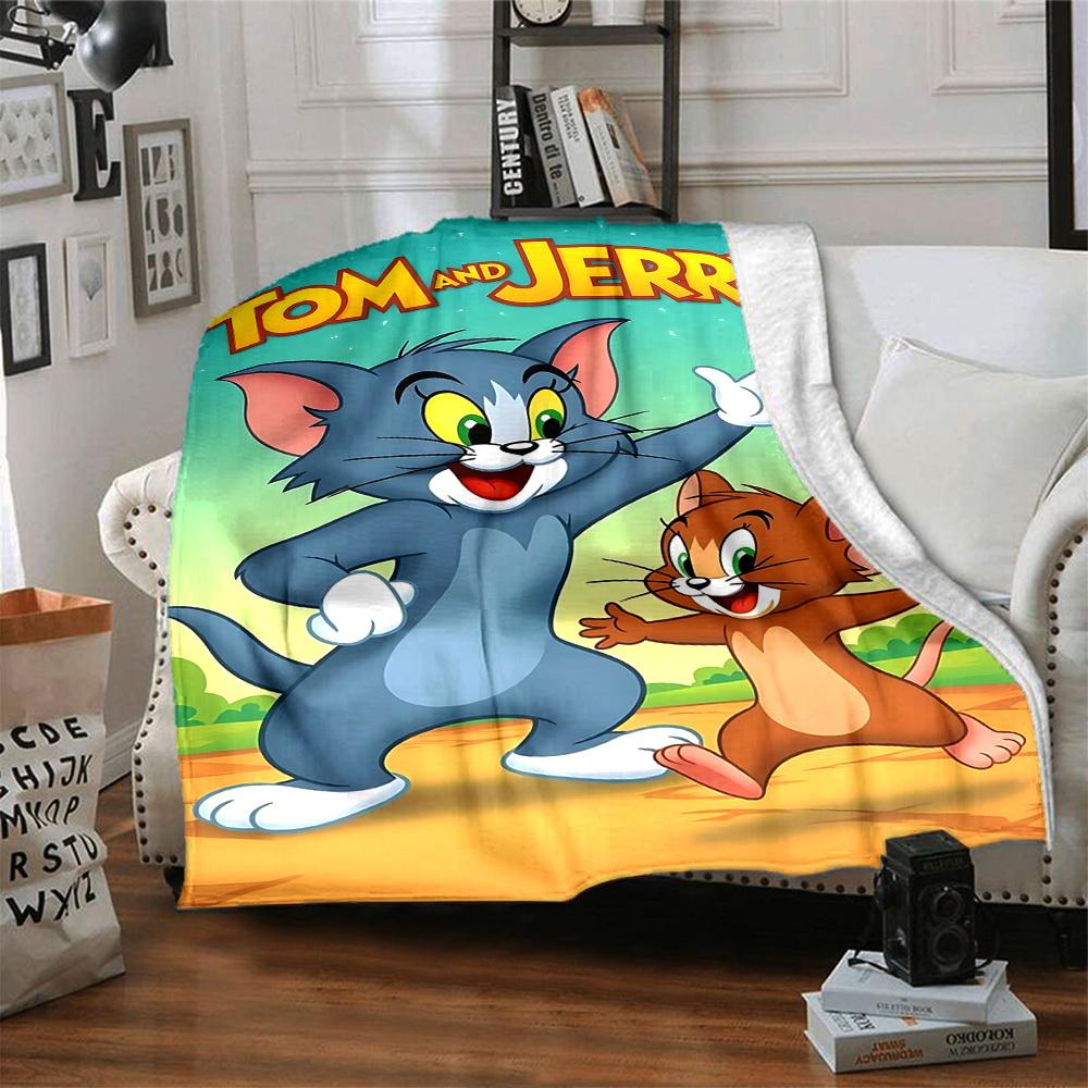 1pc Tom and Jerry Flannel Blanket Soft Warm Throw for Home, Office, Travel, All-Season Cozy Bedding Gift L1444