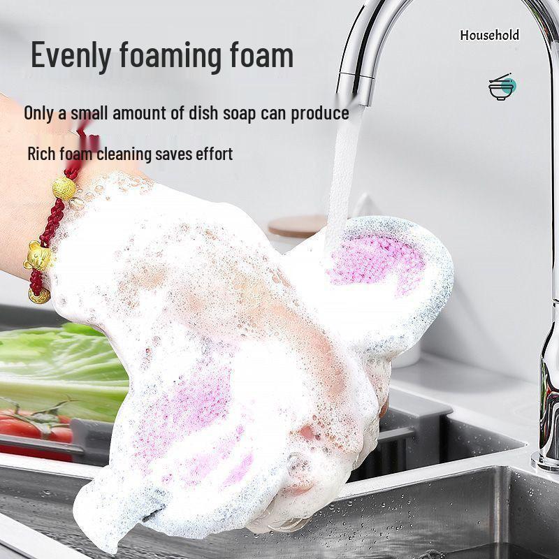 Oil-Repellent Double-Sided Dishwashing Sponge and Pot Scrubber for Kitchen Cleaning