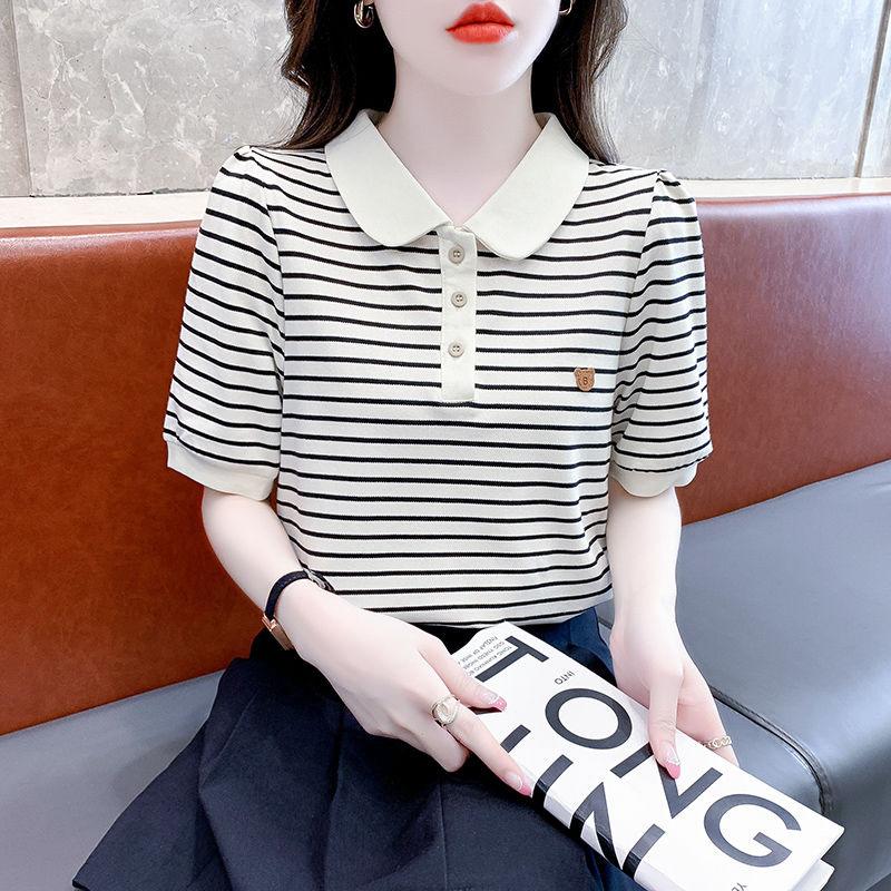 Basic Editions T Shirts Womens Short-sleeved T-shirt Women Striped Tops Women Fashion Fashionable Fashionable Thin Tops