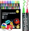 12/24/36 Color Double Headed Acrylic Marker Pens, Waterproof Gouache Graffiti Paint Pen Shoes Diy Ceramic Glass Canvas Rotulador