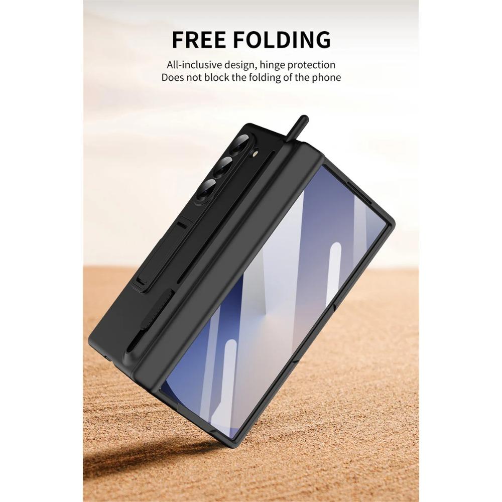 Original Hign Quality Hinge Case For Samsung Galaxy Z Fold 7 6 5 4 3 Touch Pen + Tempered Glass Film Protect Fold Kickstand Case