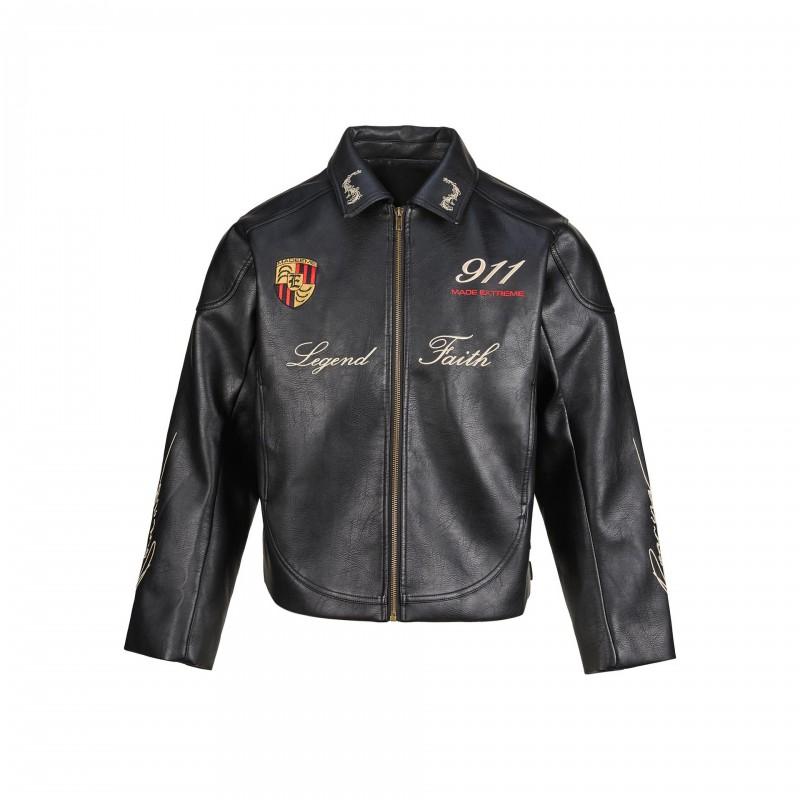 Mens PU Leather Biker Jacket Streetwear