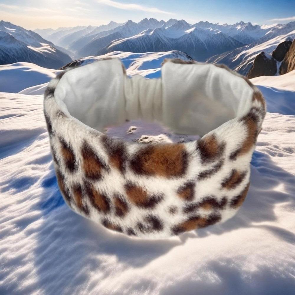 Elastic Wide Plush Headwraps Windproof Warm Thick Hairband Fashion Leopard Fur Headbands Adult