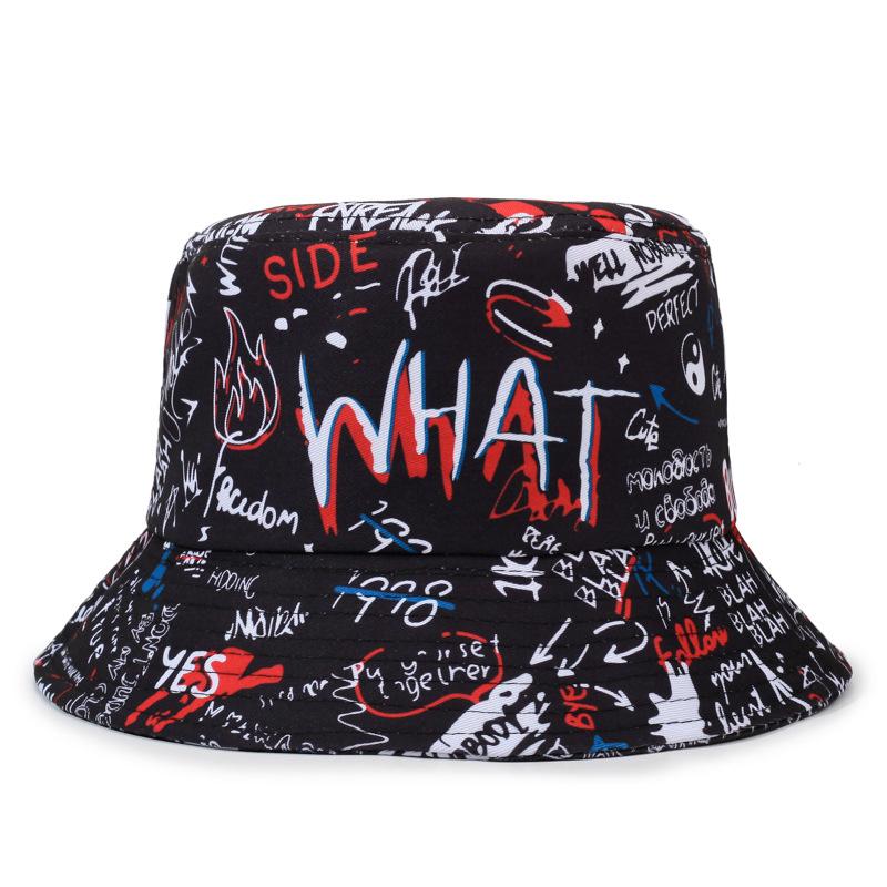 Korean Graffiti Bucket Hat: Unisex Hip Hop Street Style, Adjustable Sun Hat