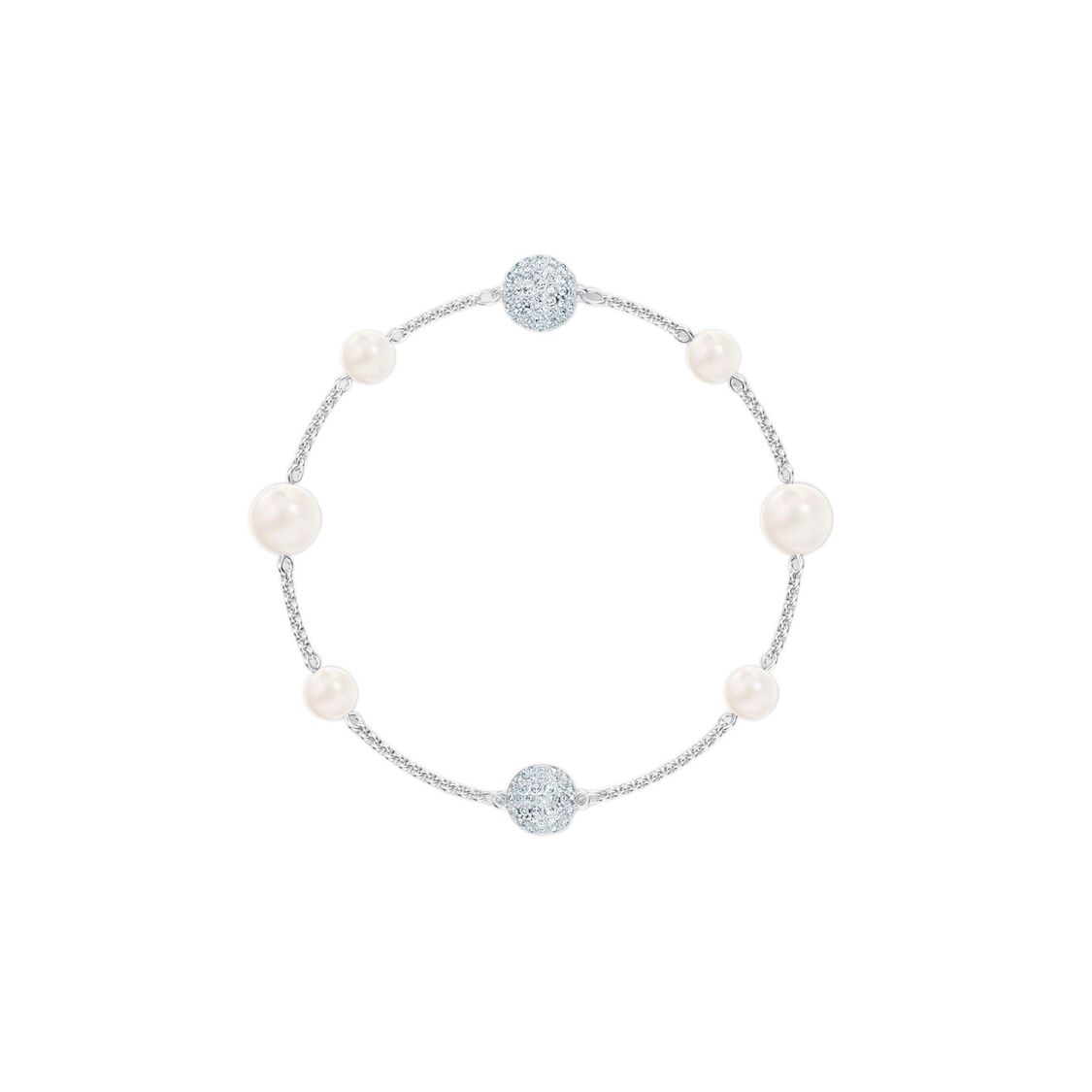 Swarovski Remix Collection Exquisite Square Paved Pearl Crystal Magnetic Clasp Elegant Rose Gold Metal Bracelet Women bracelet Silver 5570815 Box (Random Color),S