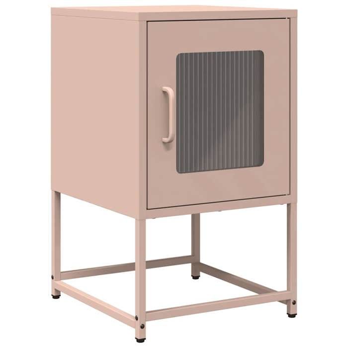 VidaXL Pink Bedside Table 36x39x60.5 Cm Cold-Rolled Steel, Side Table, Bedside Cabinet, End Table for 853327