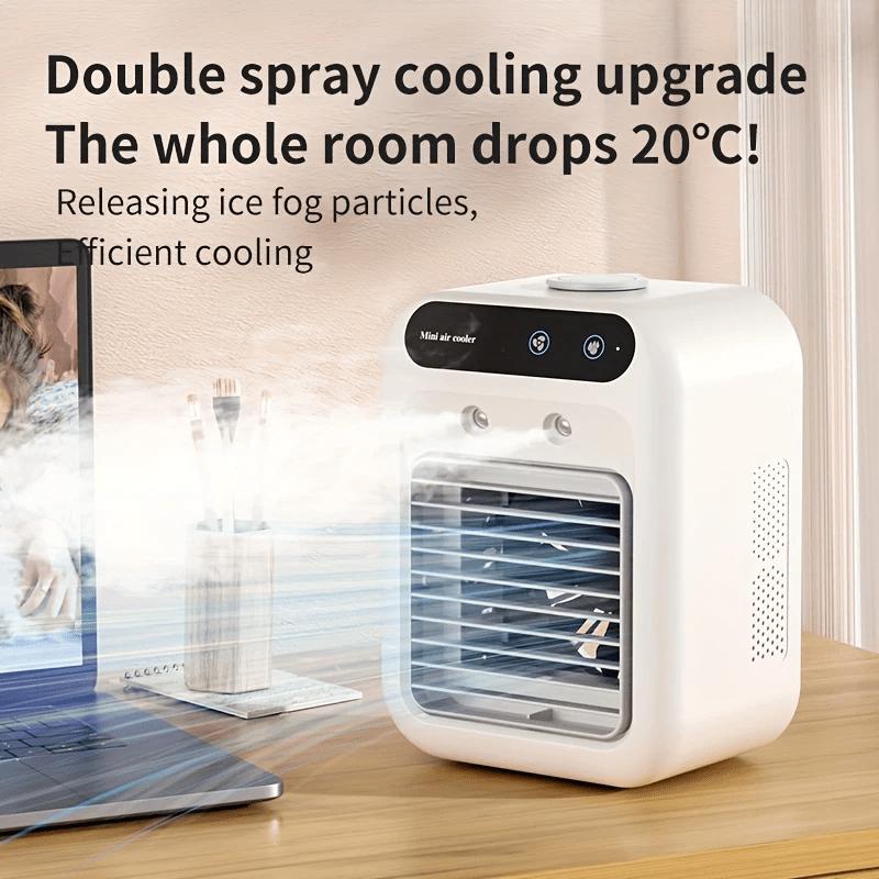 Portable Water Cooled Air Cooler Fan Mini Desk Air Conditioner USB Rechargeable Spray Humidifier Misting Fan With Ice Box