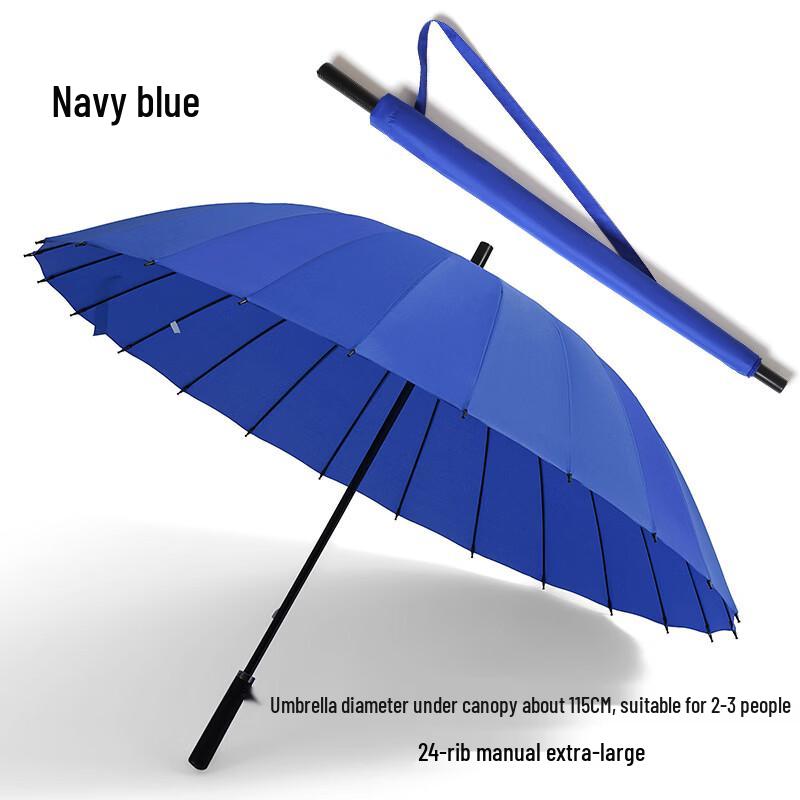 Long Handle 24-Rib Fully Automatic Sun & Rain Umbrella 24 Ribs, 115cm Diameter, with Strap Cover