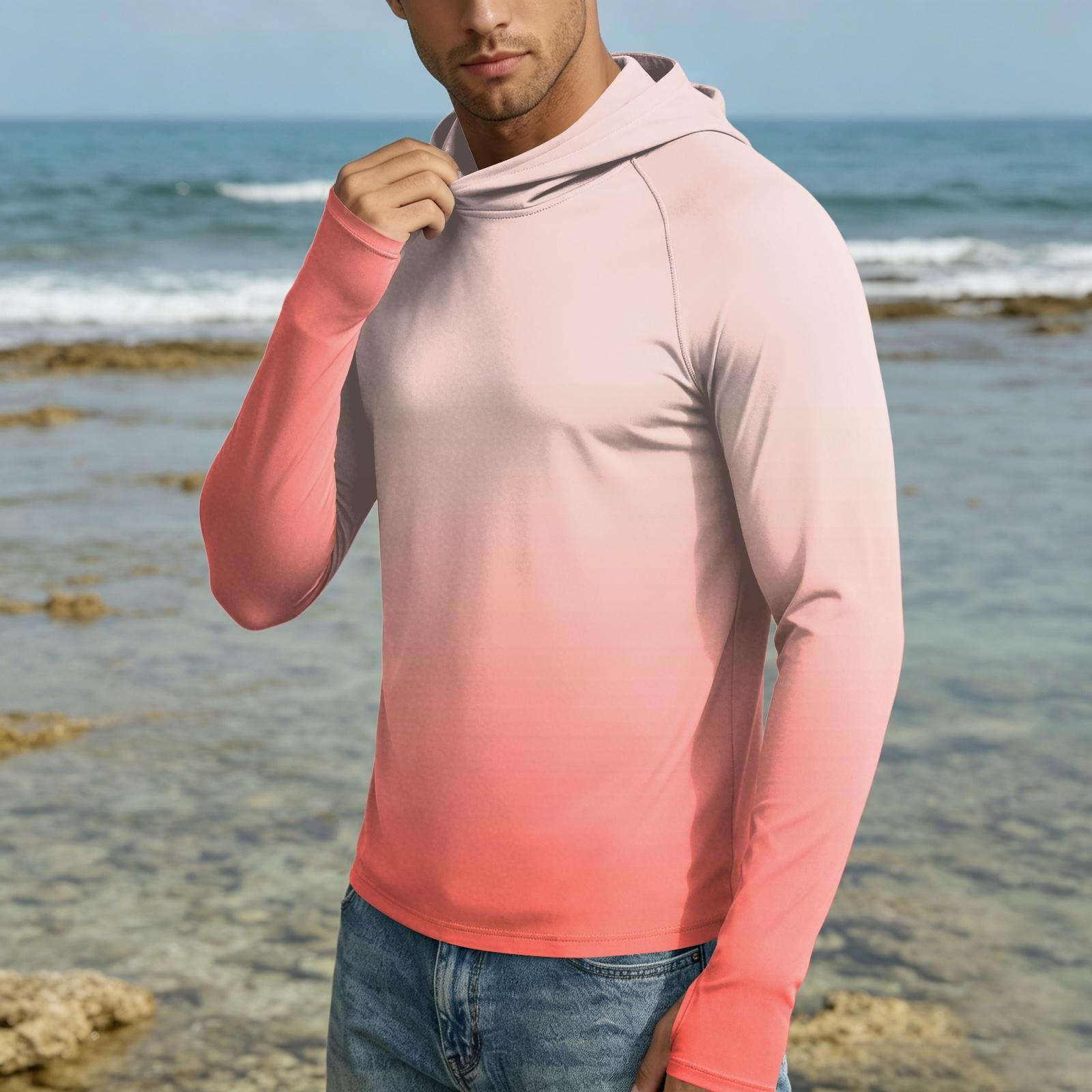 Men s UPF50+ Sun Protection Hoodie Lightweight Quick Dry Long Sleeve Hooded Shirt for Outdoor Activities S