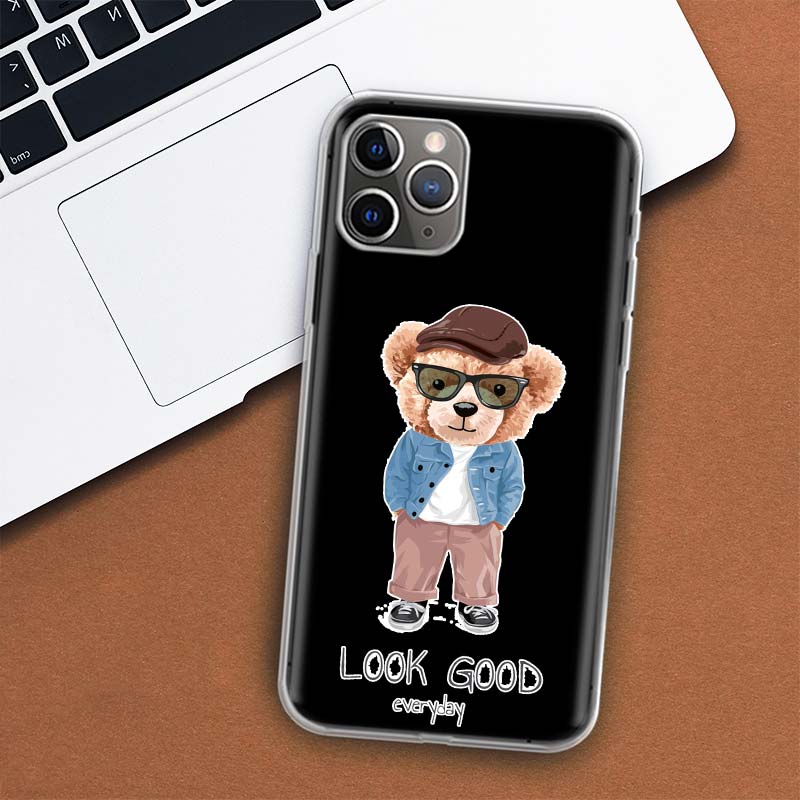 Fashion Brand Bear Phone Case For iPhone 11 12 13 Mini 14 15 Plus 17 Air 16 Pro Max 16E 7 8 SE 2020 Customized Print Cover For A