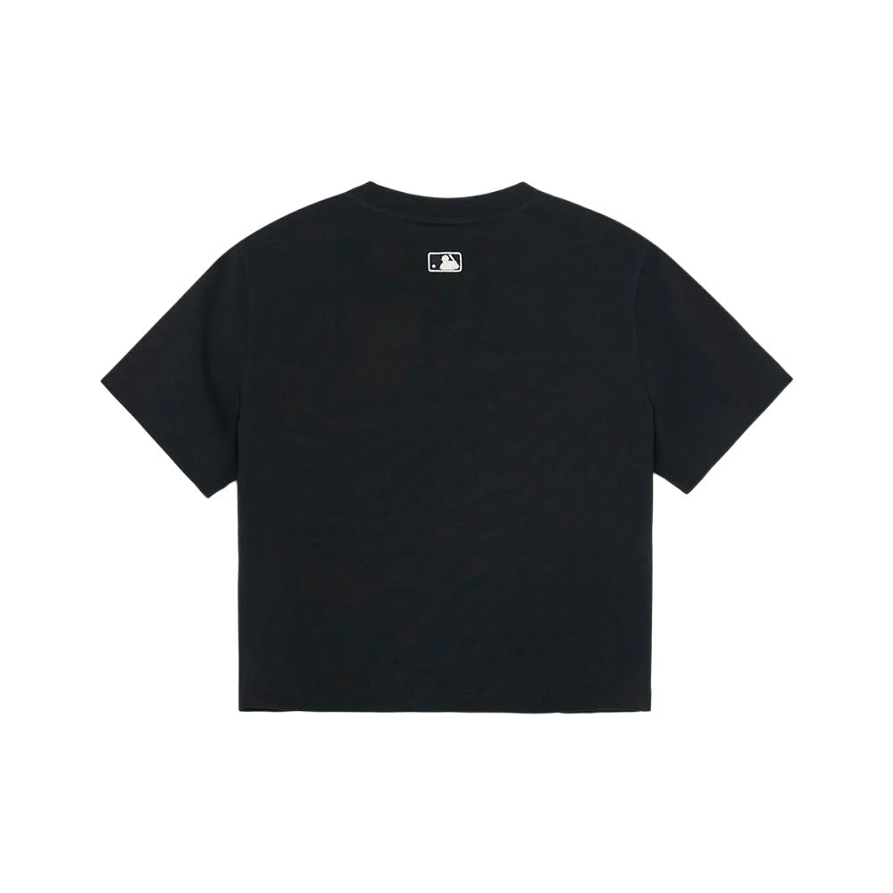 MLB Basic Small Logo Slim Crop New York Yankees Simple Fashion Round Neck Pullover Short Sleeve T-Shirt Women T-Shirt 3FTSB6253-50BKS