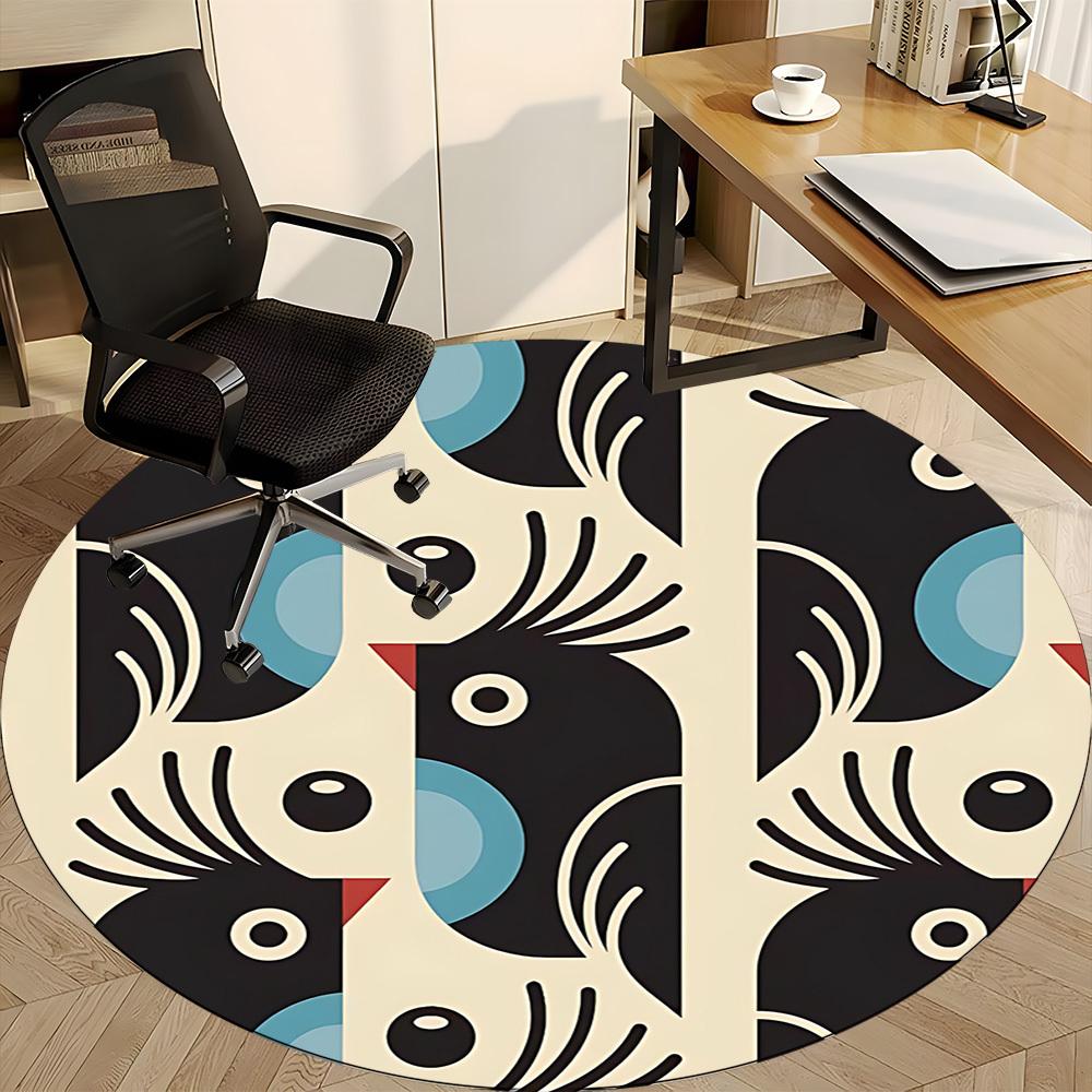 1pc Abstract Art Office Round Area Rug, Indoor Mat Suitable For Office, Under Office Chairs Bedroom Living Room Home Decor, Room Deco