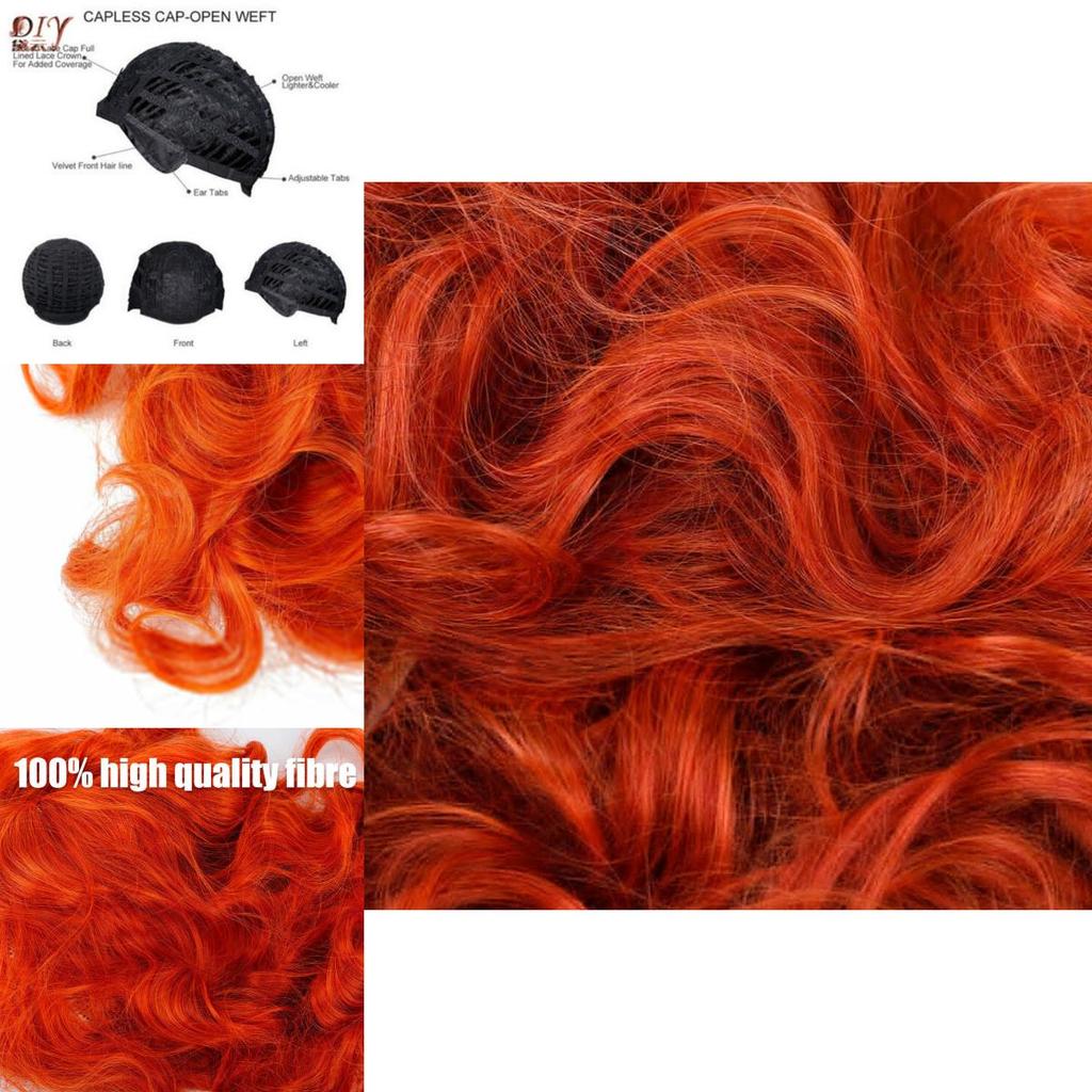 Red Retro Curls Long Wig For Women Cosplay Party Halloween Costume
