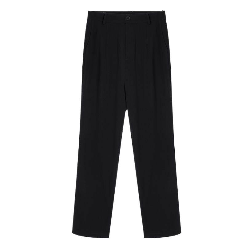 Pantalones Rectos Cropped de Cintura Alta para Mujer Primavera/Verano 2026 con Cintura Elástica Trasera