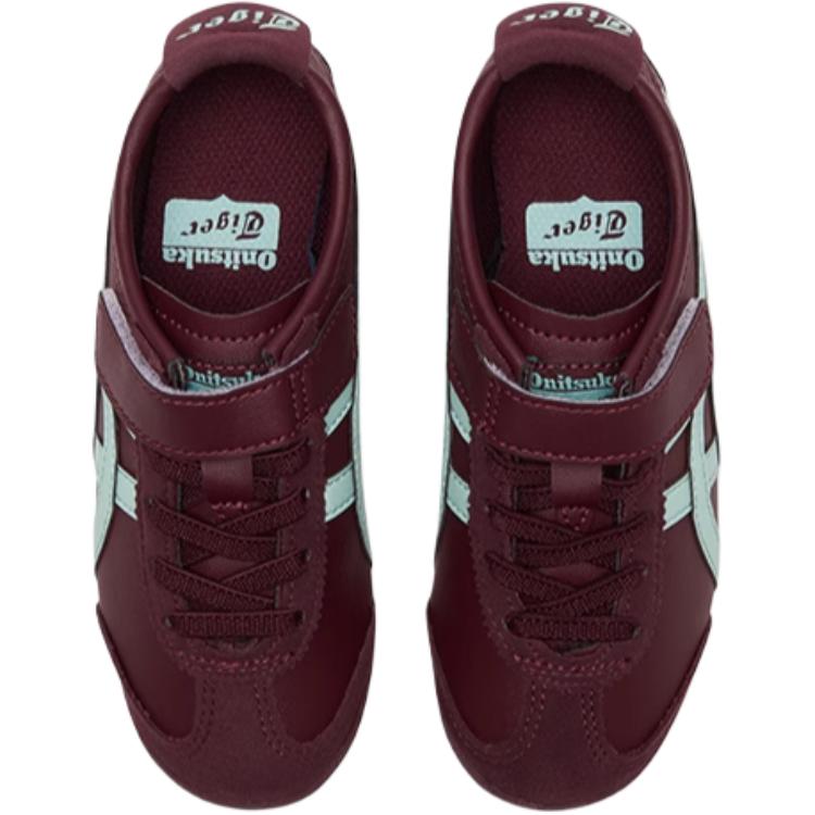 ONITSUKA TIGER Mexico 66 Kids Comfortable Fashion Sports Non-Slip Wear-Resistant Low-Top Casual Shoes Kids Sneaker Deep-Red Blue 1184A049-500