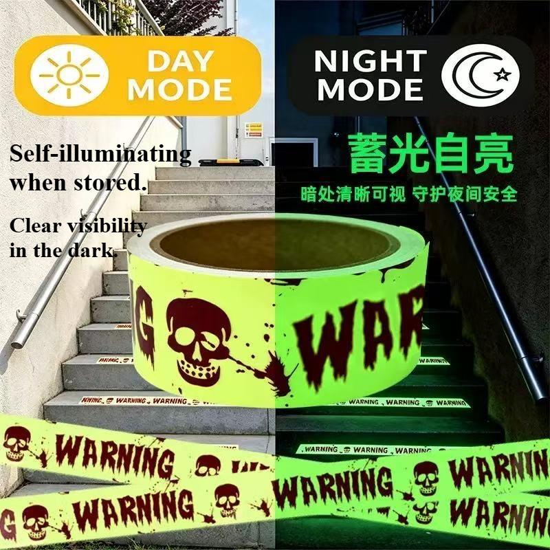 Halloween Warning Glow In The Dark Tape 5cm x3.0m Non Adhesive Marking Tape Indoor Outdoor Garden Gathering Decor 2026 New Fun