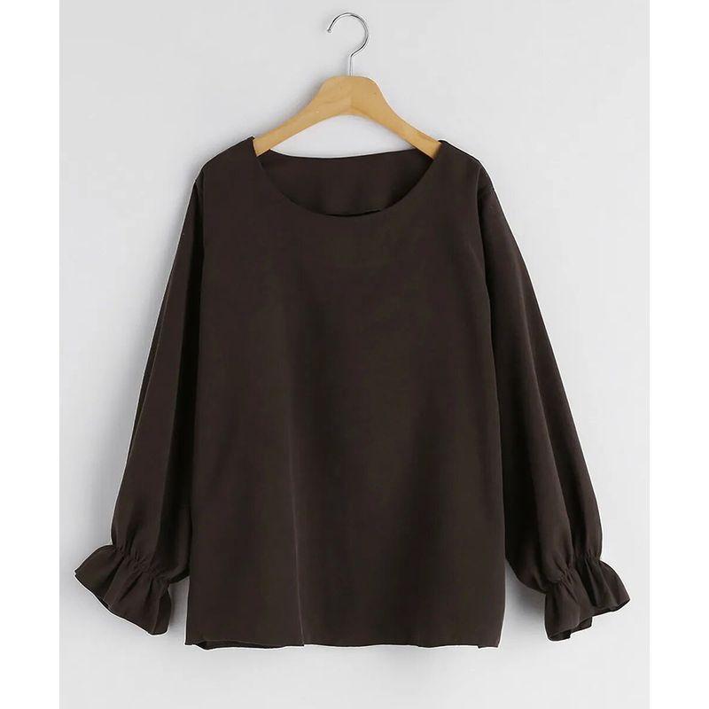 New Fall Women's Clothing Easiest for Match T-shirt round-Neck Flared Sleeves Pullover Pure Color Tops Loose Street Slim Looking All-Match Shirt