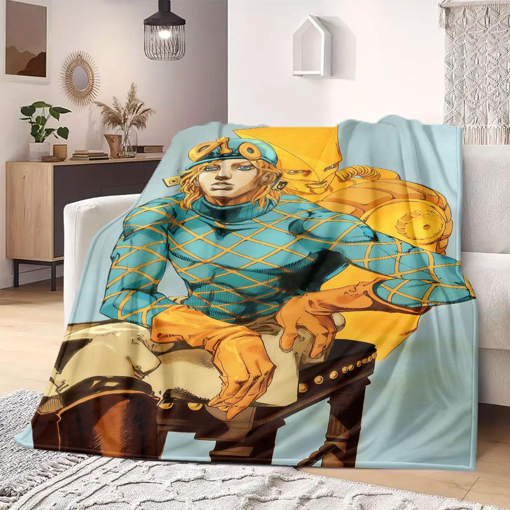 JOJO anime Flannel Blanket Warm,Comfortable,Suitable for Bedrooms,Sofas,Beds,Chairs,Picnics,Travel