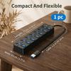 USB 3.0 hub with 7 ports, USB 3.0 port multi-socket, stand-alone and LED switch, multi-port splitter for PC, Mac and Linux, ultra-fast 5 Gbps data