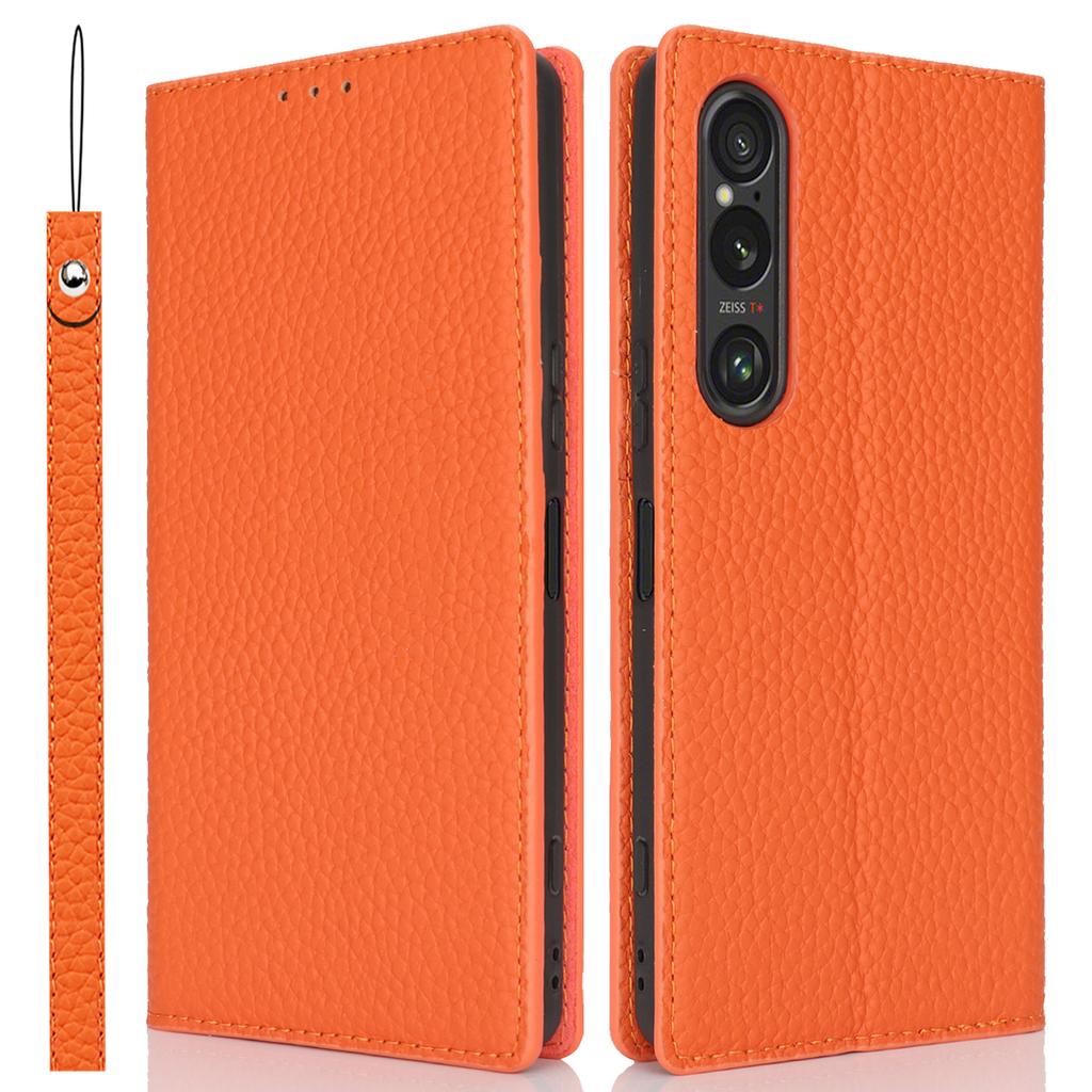 Pre Sony Xperia 1 VI Puzdro Pravá Hovädzia Koža Litchi Textúra Vyklápací Kryt na Telefón