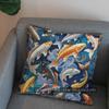 2D Colorful Koi Fish Wave Pattern Pillow Cover Pattern Cushion Cover Suitable For Sofa Bedroom Car Pillow Cover