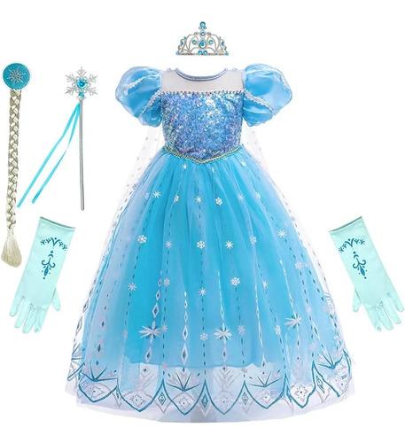 Girls Frozen Elsa Princess Dress Halloween Costume Christm