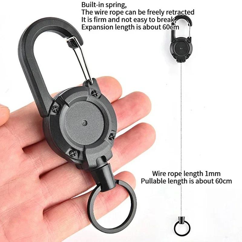 4PCS Heavy Duty Retractable ID Badge Reel with Carabiner Steel Wire Rope Key Holder Durable Outdoor Keychain Tool for Daily Use