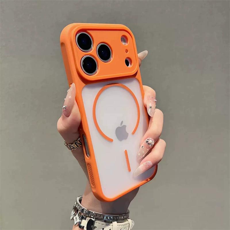 

Роскошный матовый чехол для телефона Magsafe с теплоотводом для iPhone 17 Air 16 15 14 13 12 11 Pro Max Plus Магнитная зарядная крышка iPhone 16 Plus оранжевый