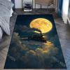 1 Stück Dampflok unter riesigem Vollmond Teppich für Wohnzimmer Schlafzimmer Sofa Heimdekoration Rus Rutschfeste Fußmatte Luxuriöses Geschenk