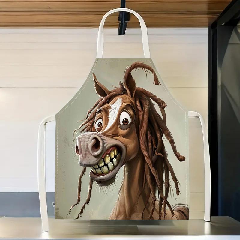 1pc, Creative Pony Pattern, All Seasons Apron, Kitchen and Home Use for Men and Women, Practical