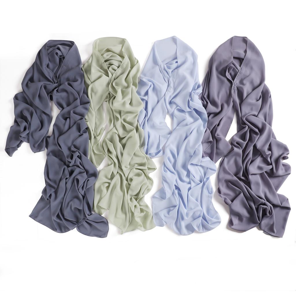 Premium Instant Chiffon Hijab With Built In Magnet Buckle Solid Color Woman Muslim Hijab Scarf Soft Islam Turban Headband Shawl