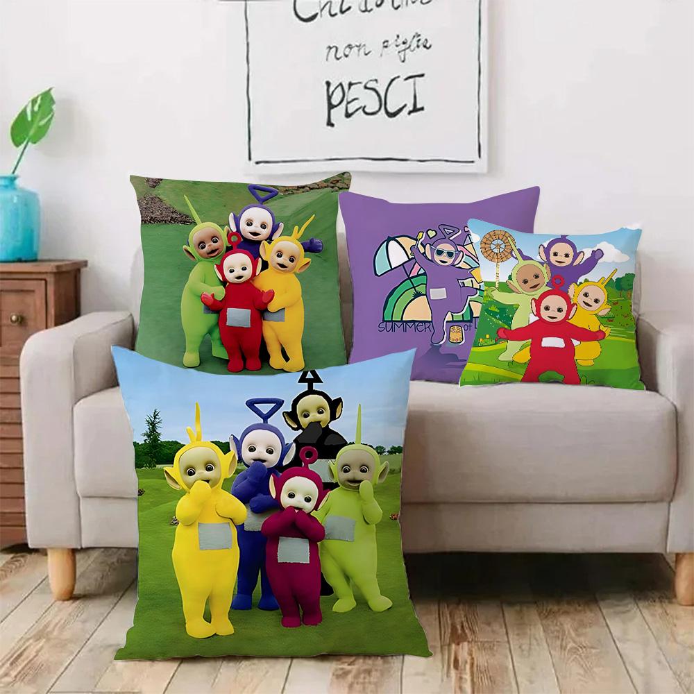 Cute Cartoon For Teletubbiess Pillow Covers Cartoon Sofa Decorative Home Double-sided Printing Short Plush Cute Cushion Cover