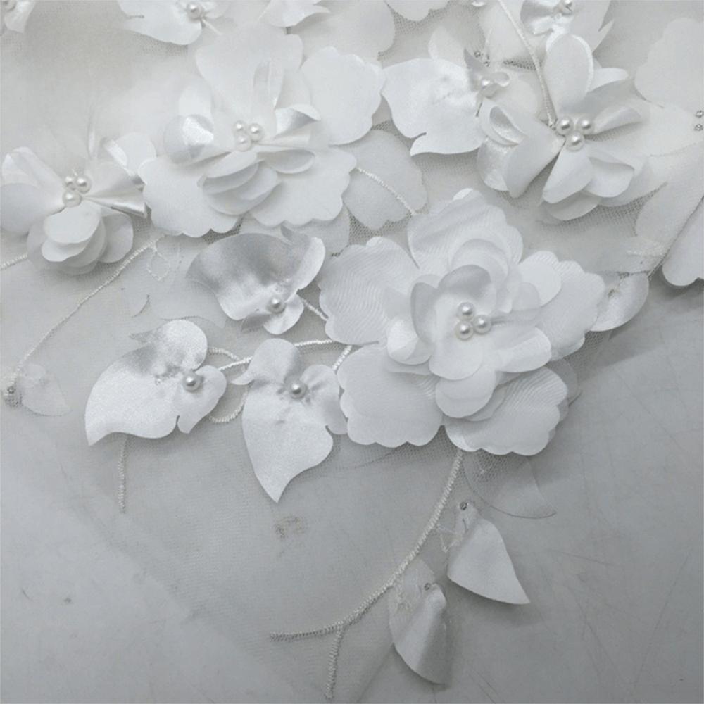 With Beads Embroidery Lace Fabric 140cm*1 Yard Clothing Sewing Fabric  Wedding Dress Applique