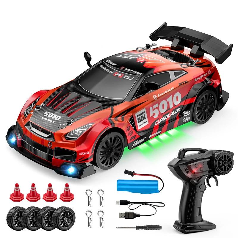 

1/24 High Speed Rc Drift Vehicle Cars 4Wd Led Remote Control Racing Car Gift Competition Race Car Boys Kids Toy Replaceable Tire красный
