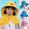 Children Sun Hat with Neck Flap & Whistle Travel Adjustable Sun Protection Beach Bucket Hat for 3-10Years Kids In Spring Summer