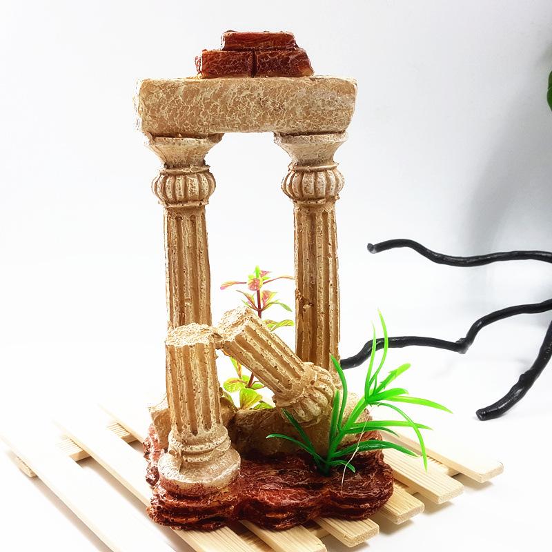 Resin Castle and Roman Columns for Aquarium Decoration