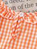 Pumpkin Short Sleeve Bodysuit with Lotus Leaf Collar and Bow