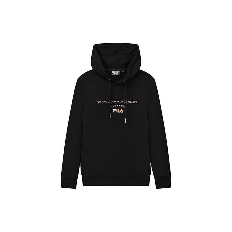 FILA Back Wing Letter Print Sports Hoodie Men Hoodies Black F11M138255F-BK