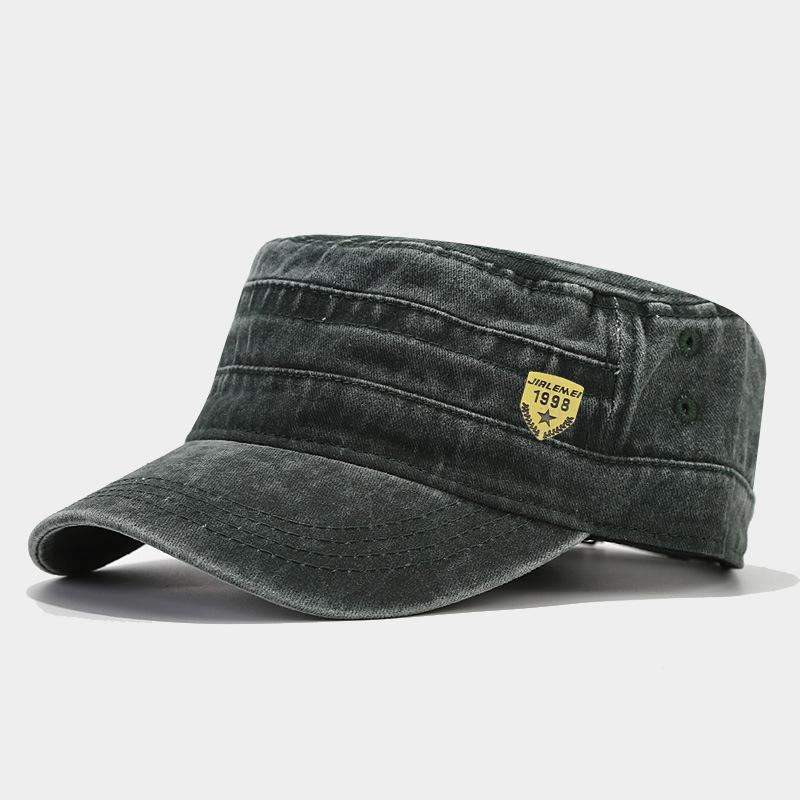 1pc Retro Washed Flat Top Hat Adjustable Fisher Caps for Men Women Cadet Military Caps Design Driver Cap Four Season Dailywear