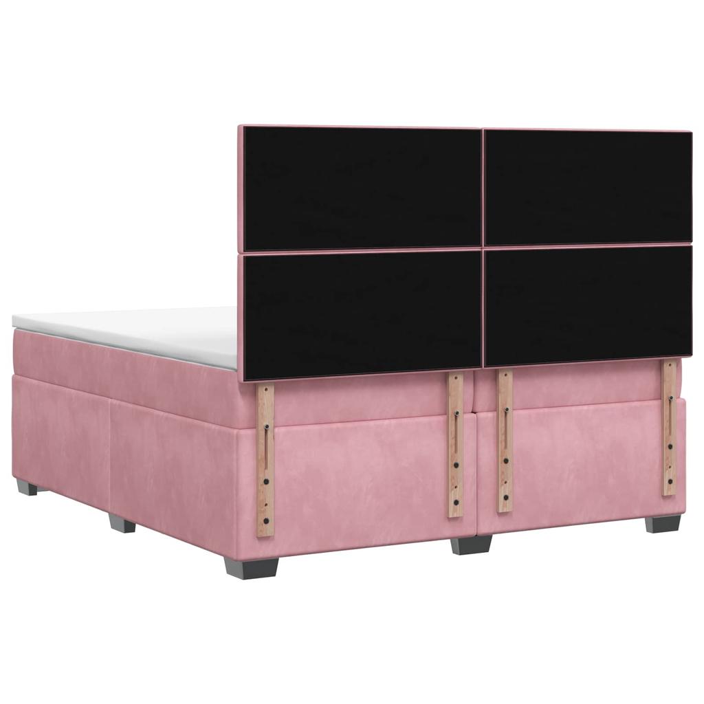 Box Spring Bed with Mattress and Headboard Pink 200 X 200 Cm Velvet