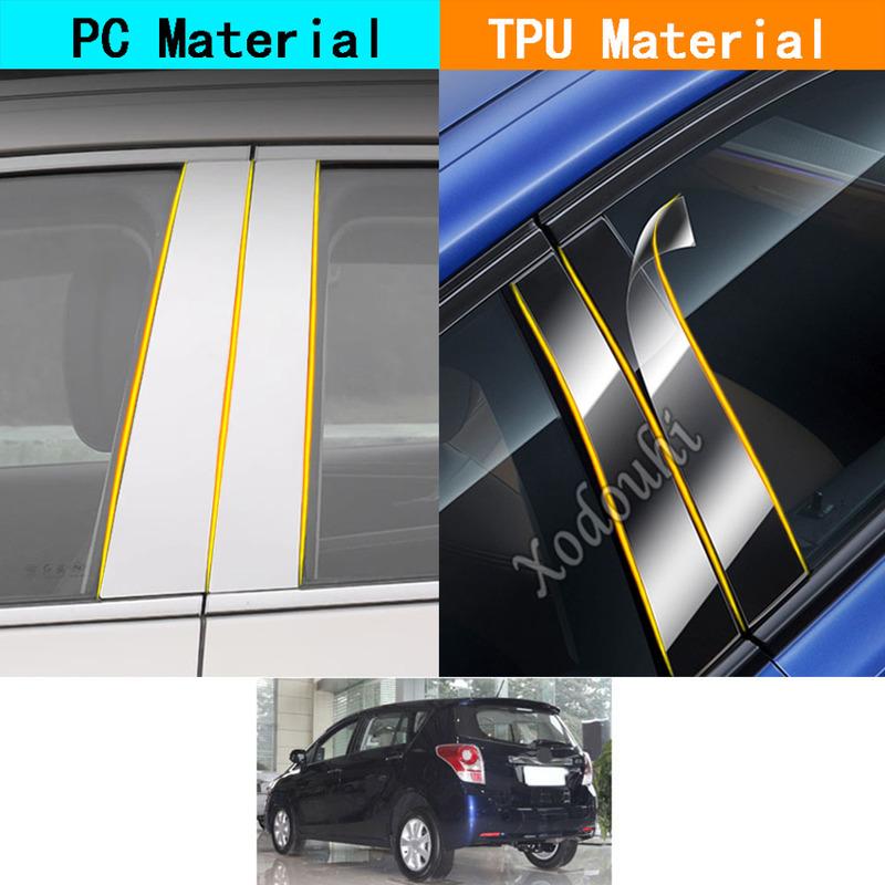 Car TPU/Glossy Mirror Pillar Post Cover Door Trim Window Molding Stickers Plate For Toyota VERSO EZ 2011 2012 2013 2014 2015
