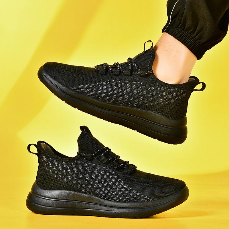Summer large size 46 breathable mesh sports shoes wear-resistant men's running shoes fly weaving rest production file 48 men's shoes soft sole