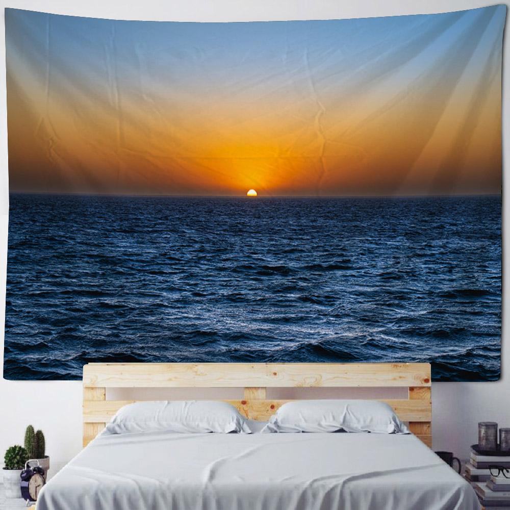 Oceano, Alba, Tramonto, Paesaggio a Telaio, Grande Appeso da Parete, Decorazione da Parete Hippie, Tessuto di Sfondo, Decorazione Artistica per la Casa