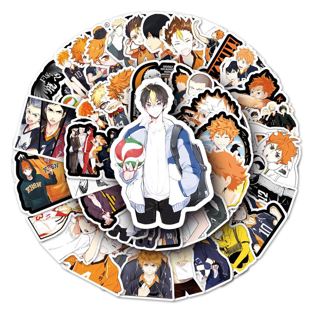 Haikyuu!! Anime Stickers: 52-Piece Waterproof Set for Notebook, Car, Motorcycle, Suitcase