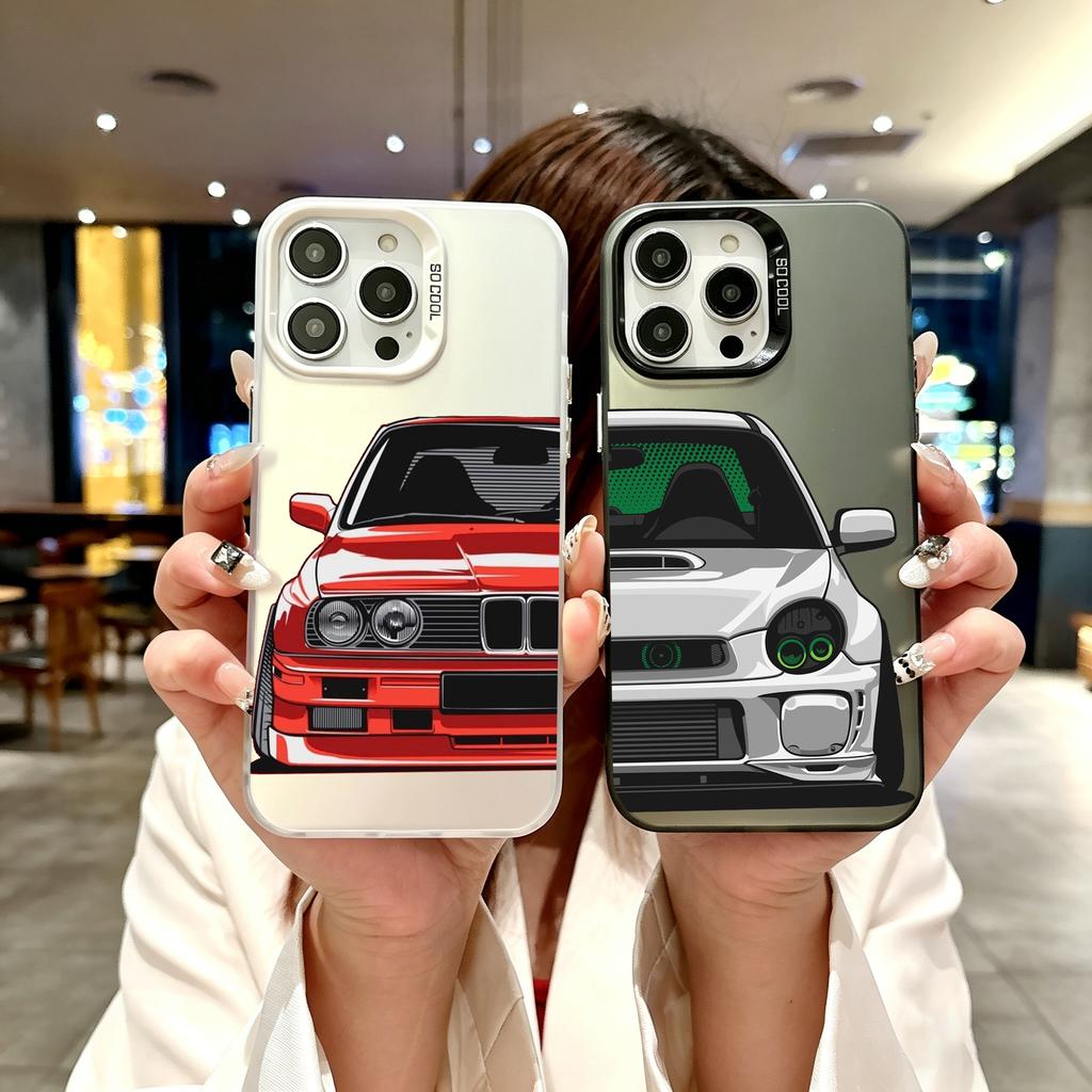Color Phone Case For iPhone 17 16E 16 11 15 14 Pro MAX 12 13 MINI 7 8 Plus XR SE Silver IMD Cover Japan JDM Sports Car Art