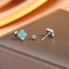 Turquoise Four-Leaf Clover Earrings Female Screw Buckle Exquisite Retro High-End Ear Jewelry